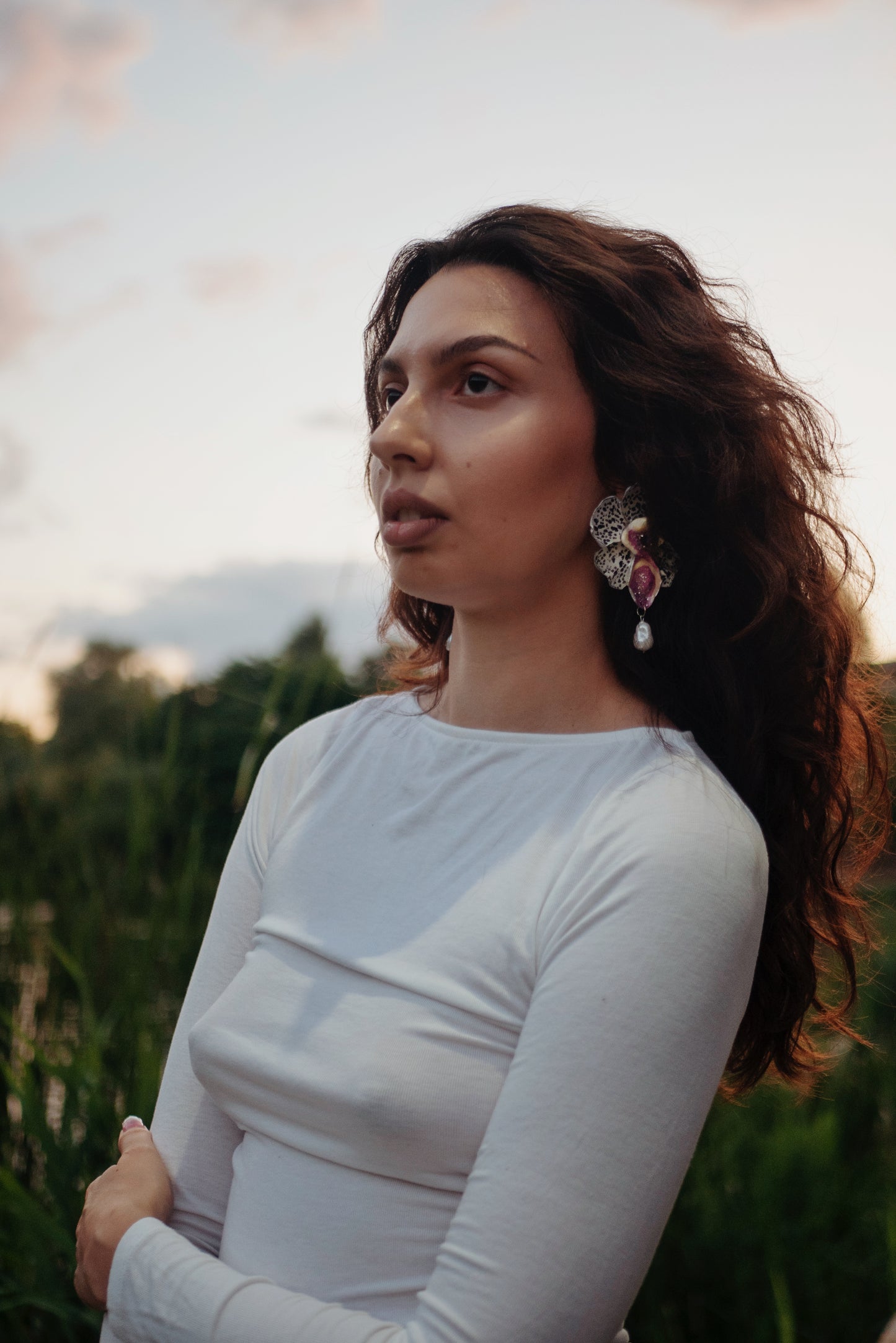 Pearl Orchid earrings