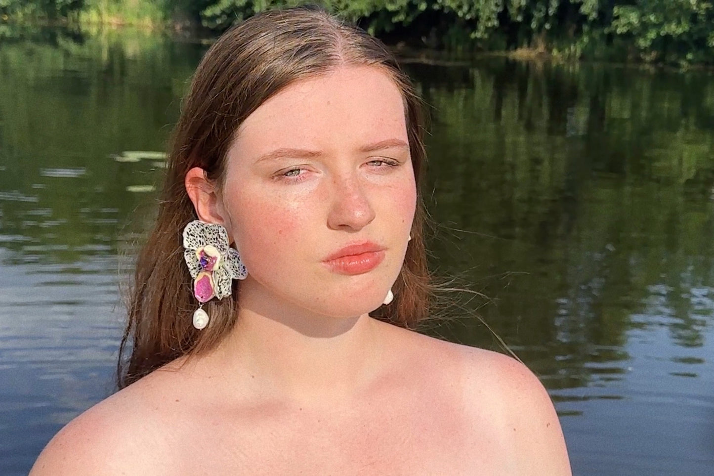 Pearl Orchid earrings