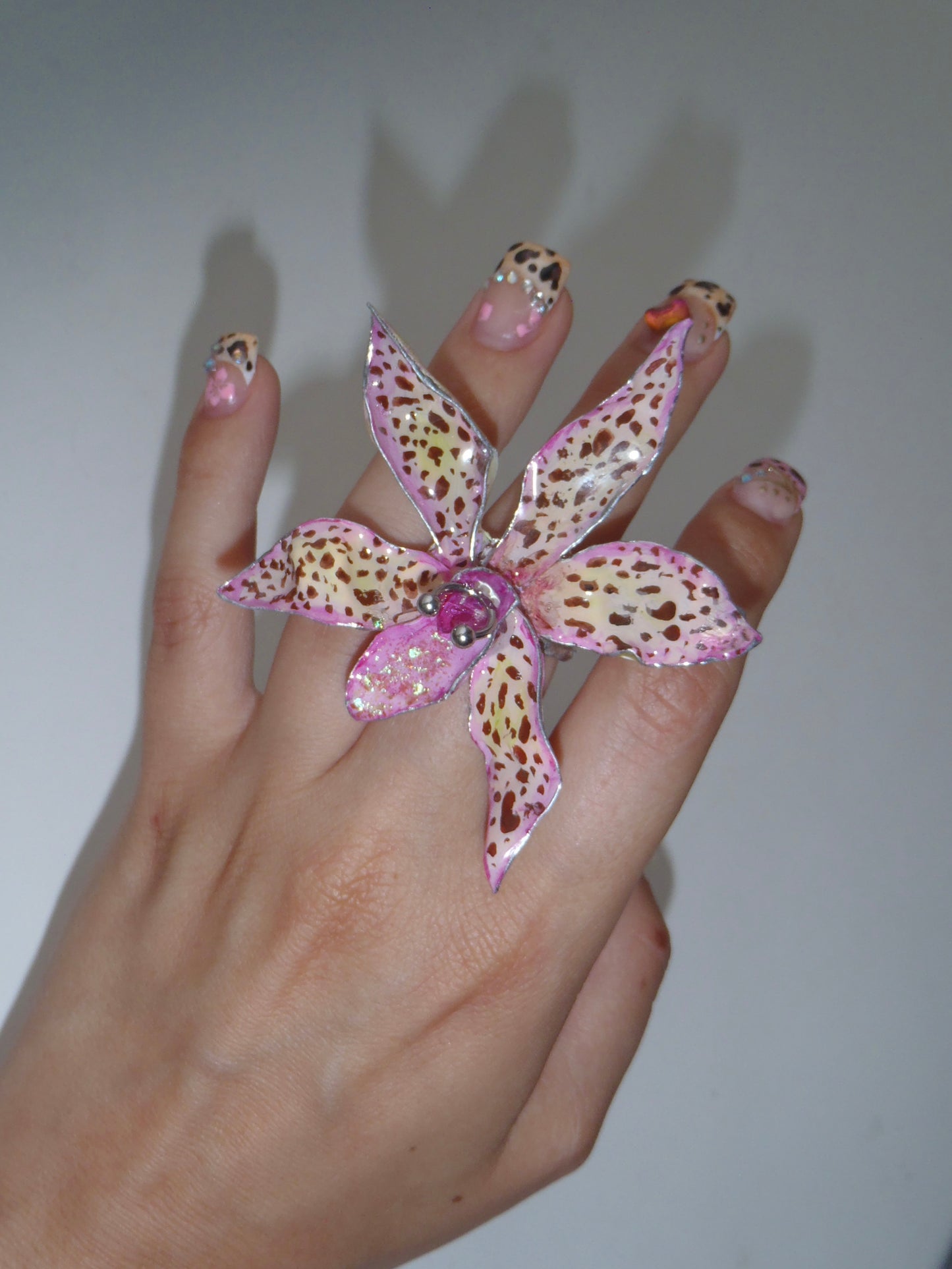 Tiger Orchid in pink ring