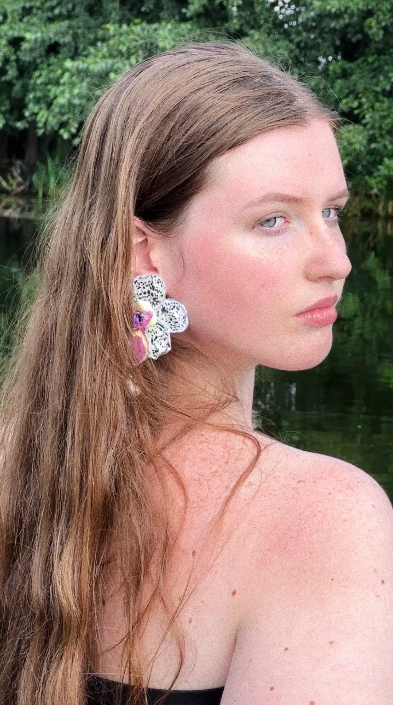 Pearl Orchid earrings