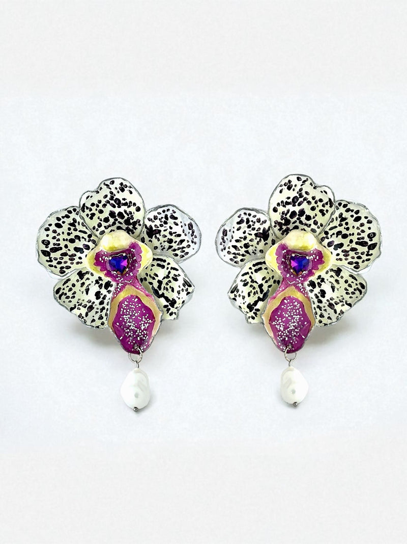 Pearl Orchid earrings