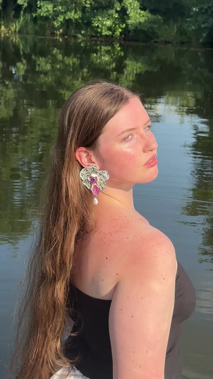 Pearl Orchid earrings
