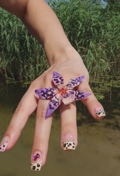Tiger Orchid in purple ring
